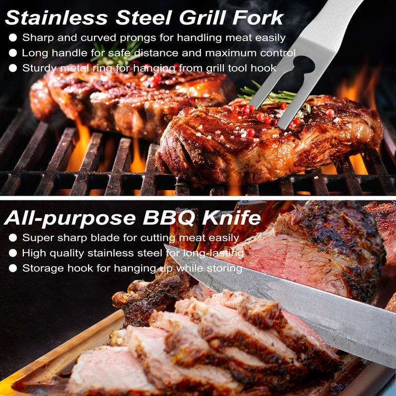 POLIGO 29 PCS BBQ Grill Accessories Stainless Steel BBQ Tools Grilling Tools Set with Storage Bag for Fathers Day Dads Birthday Presents - Camping Grill Utensils Set Ideal Grilling Gifts for Men Women - Image 5
